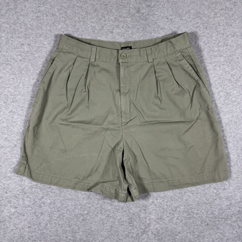 Dockers Classic Khakis Women's 14 Olive Pleated Chino Shorts High Rise